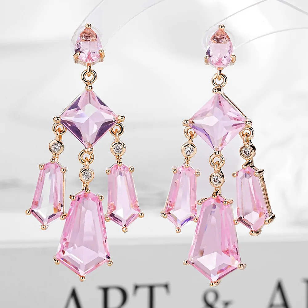 

Missvikki Summer Dangle Earrings For Women Bridal Wedding Party Earrings Jewelry Luxury Geometric High Quality New Accessories