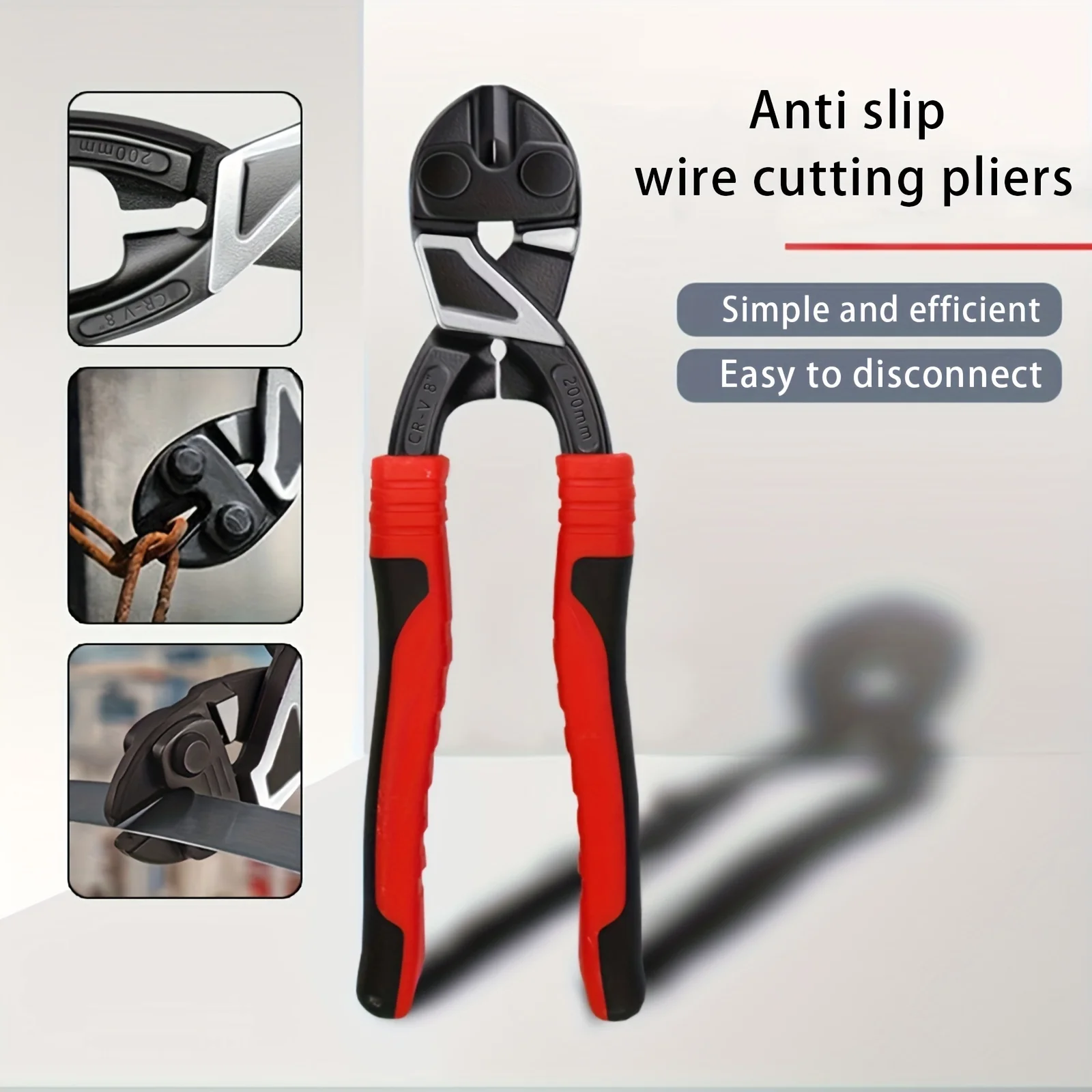 

1pc Non‑Slip Edge Bolt Cutter, Industrial Grade Steel & Rebar Cutter, Portable Tool, Nail Pulling Function