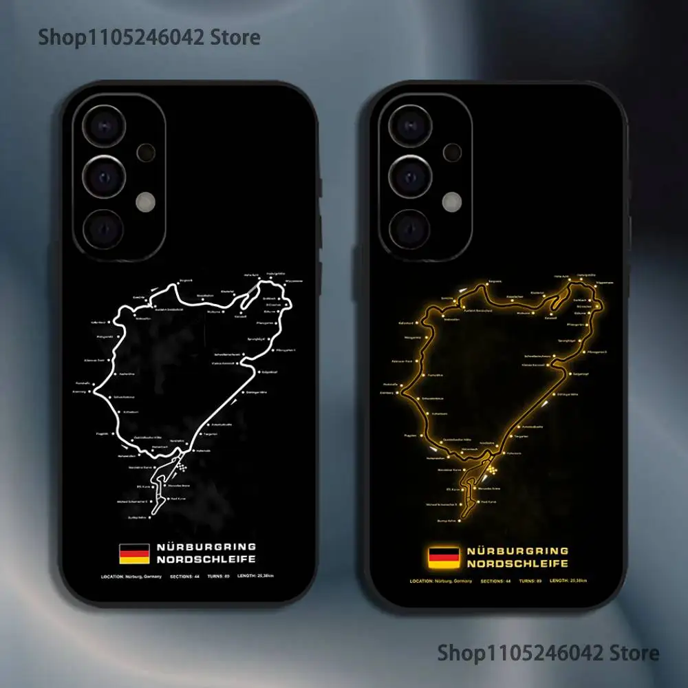 

Nurburgring Sport Car Shockproof Phone Case For Samsung S25,S24,S21,S22,S23,S30,Ultra,S20,Plus,Fe,Lite,5G Black Cover