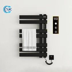 Black/White Bathroom Towel Radiator Smart Control Electric Heated Towel Rack Wall Mounted Towel Warmer 220V Electric Towel Rail