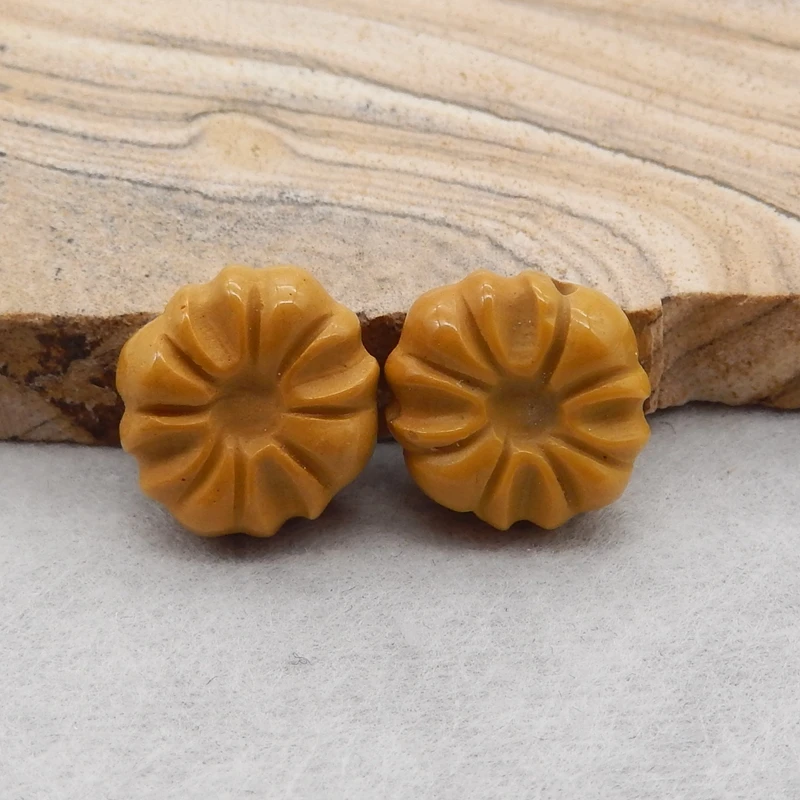 

Semiprecious Natural Stone Mookite Jasper Carved Flower Earring Bead Fashion Jewelry Accessories For Women 14x6mm 3g