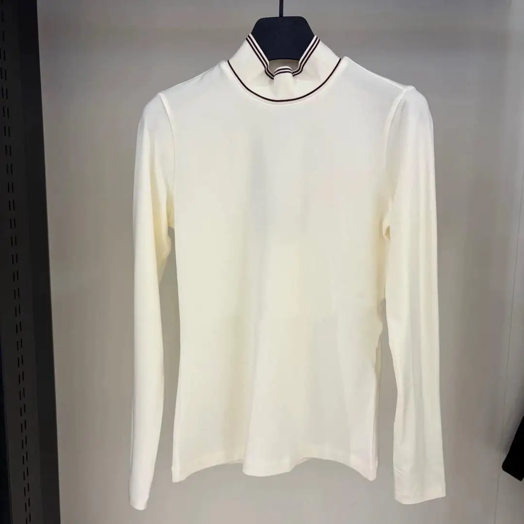 Clearance Sale-Fall Winter Ladies Golf High Neck T-shirt Brushed Fleece Stretch Fabric Warm Breathable Slim Under Top