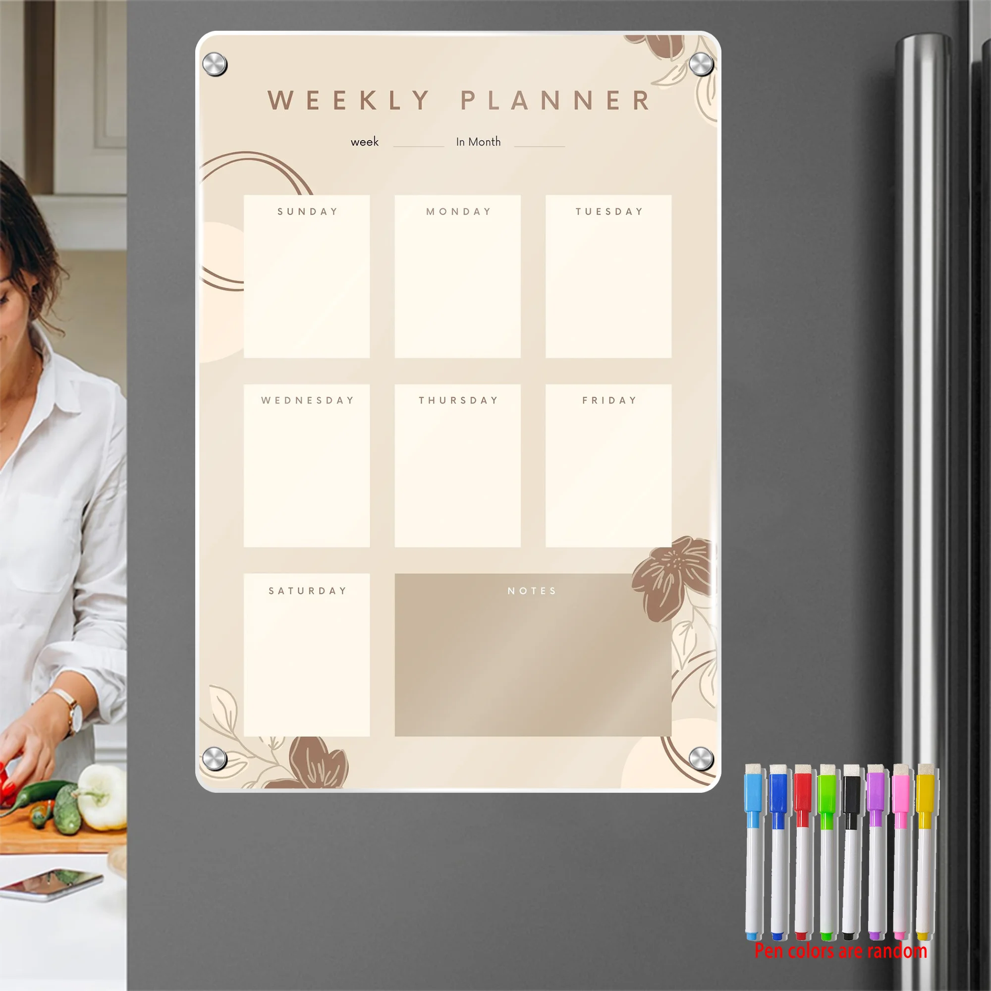 Large A3 Magnetic Weekly Planner Board, 16x12 Inches, Reusable, Multicolor Design, Includes 8 Random Markers