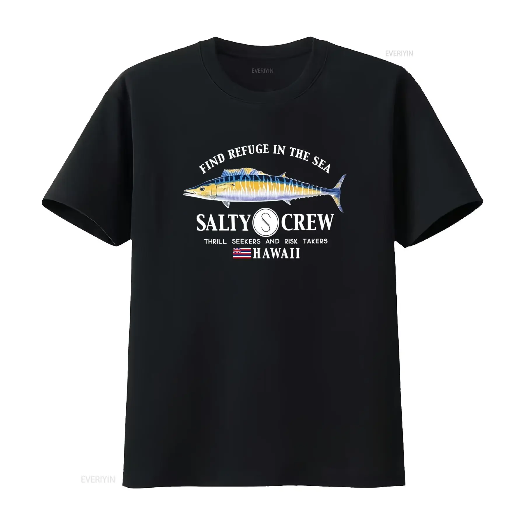 Salty Crew Women's T Shirt Wahoo Hawaii Island Boyfriend Relaxed Fit Premium Find Refuge in the Sea Thrill Seekers and Risk