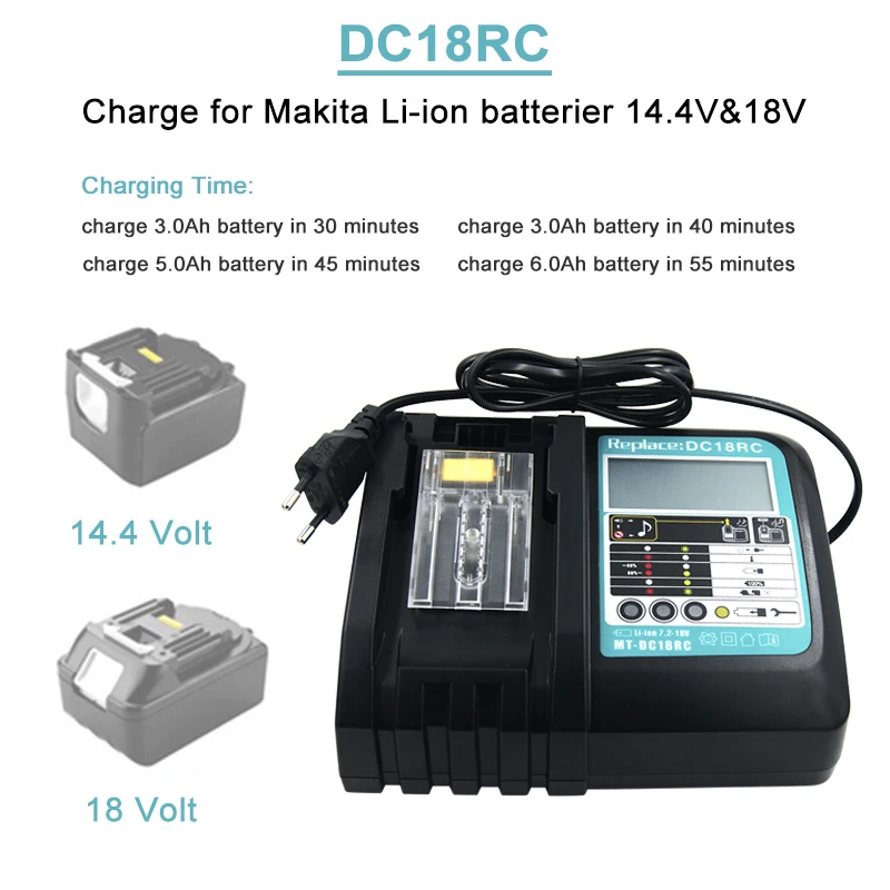 BL1850 BL1430 Lithium Rechargeable Battery Charger for Makita 7.2V 14.4V 18V Battery BL1815 BL1830 BL1840 BL1860 BL1440 BL1460