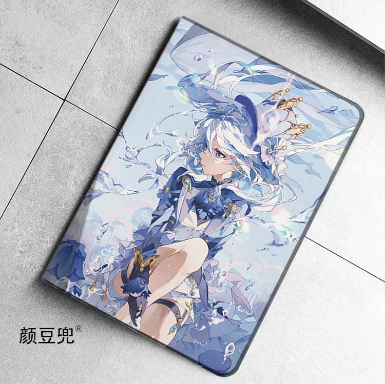 Capa de Impacto Furina-Genshin para Samsung Galaxy Tab, Capa Tri-Fold, Anime, A7Lite, 8.7, S9, FE Plus, S6Lite, S8 Plus, 2021