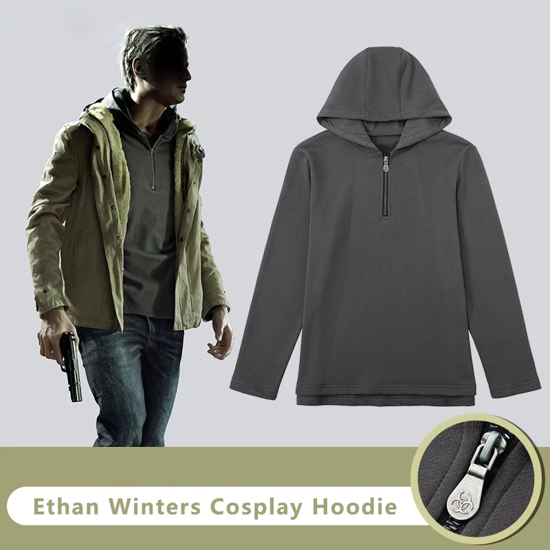 

Ethan Winters Cosplay Costumes Same Gray Hoodie Game Biohazard Resident Village Uniform Halloween Carnival Party Suit For Men