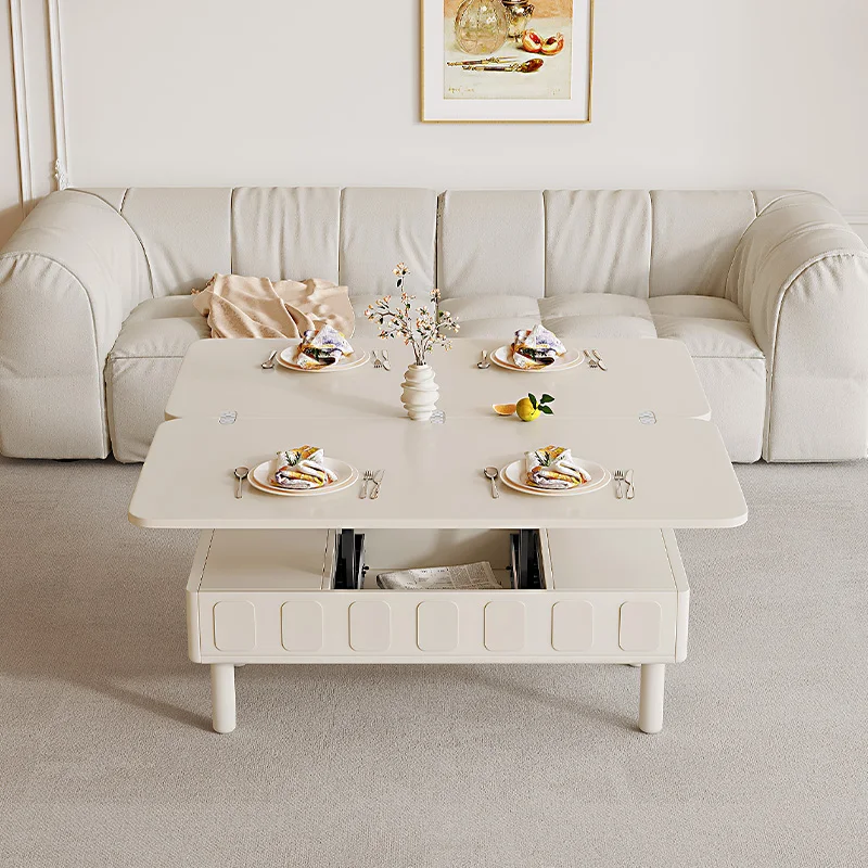 

Cream wind coffee table TV cabinet combination modern small apartment living room multi-functional lifting