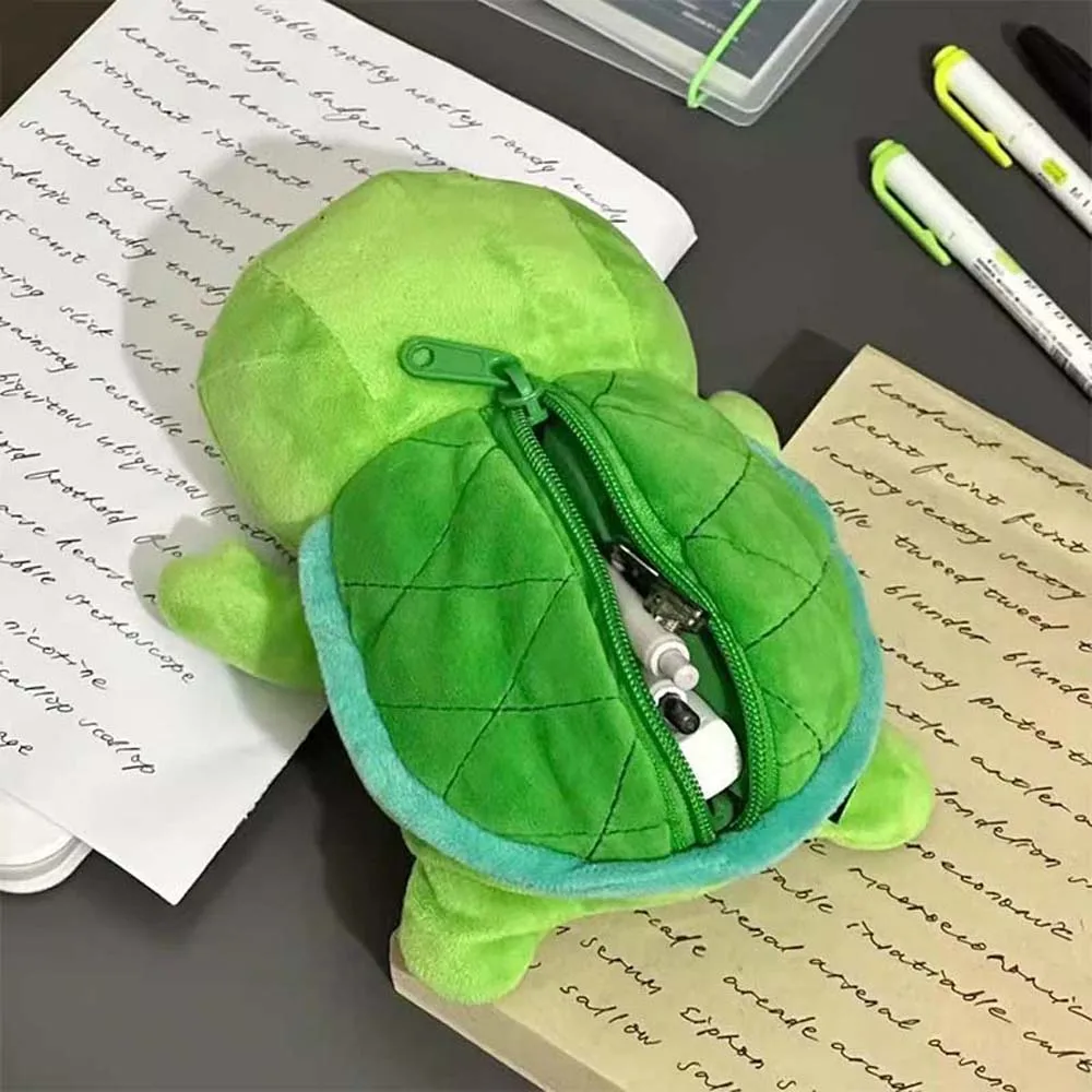 Storage Bag Turtle Plush Pencil Case Plush Doll Makeup Organizer Little Turtle Pen Bag Animal Kawaii Turtle Plush Pencil Pouch