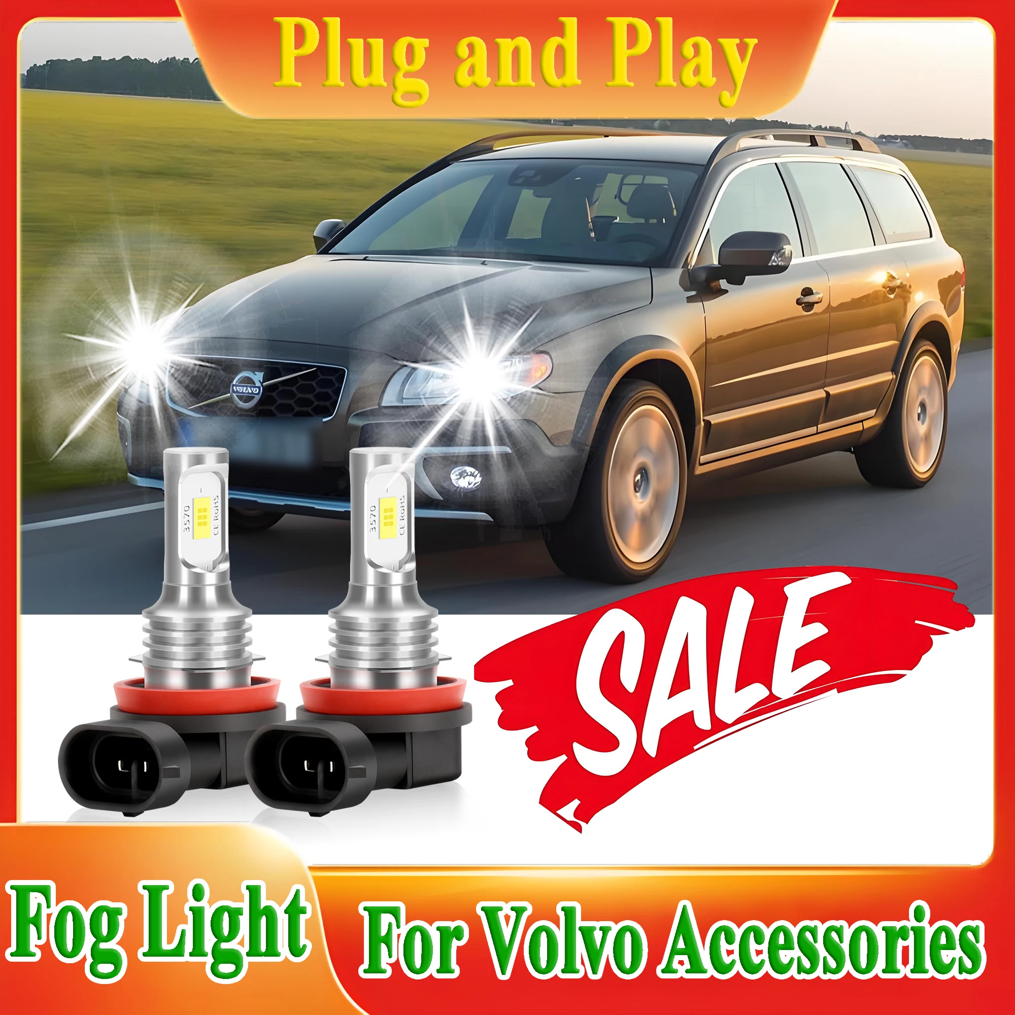 

2PCS 200W 26000LM Fog Lights 3570 CSP Super Bright Led Car Lamp Plug&Play Fanless For Volvo C30 C70 S40 S80 V50 V70 XC60 XC70
