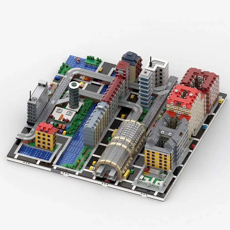 MOC Micropolis Collection City Street View สถาปัตยกรรม Complexs ชุด Building Blocks Edifices ชุดของเล่นเทคโนโลยีอิฐของขวัญ