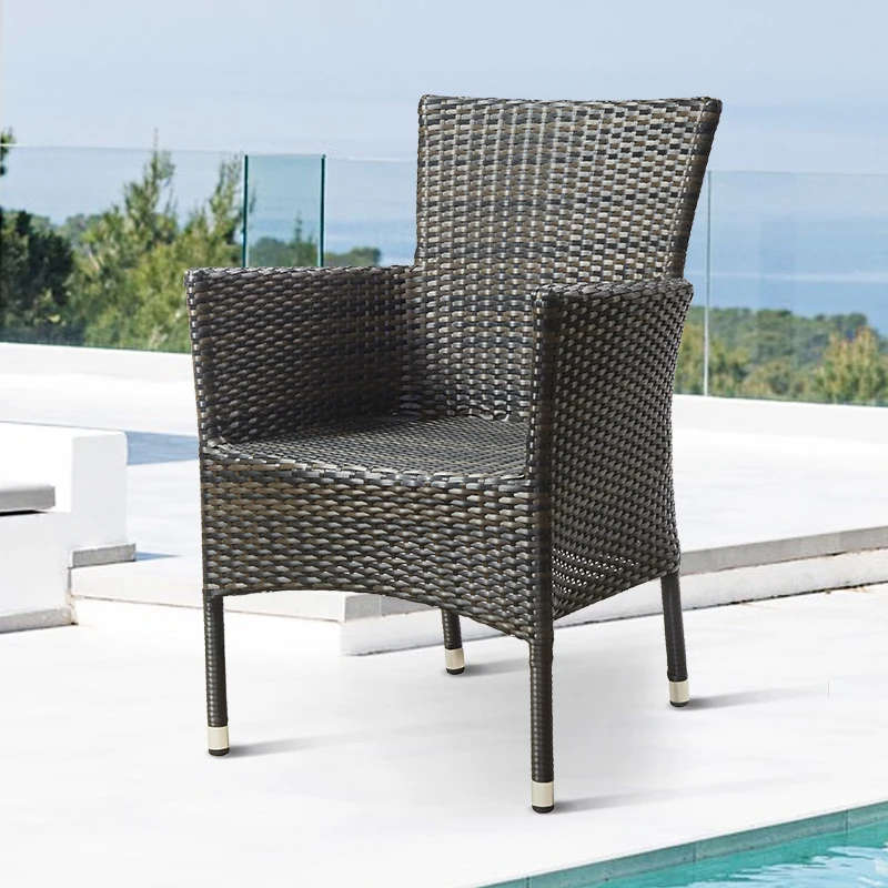 

Cheap Black Garden Restaurant Wicker Armchairs Furniture Outdoor Patio Yard Dining Rattan Aluminum Chairs on Sale