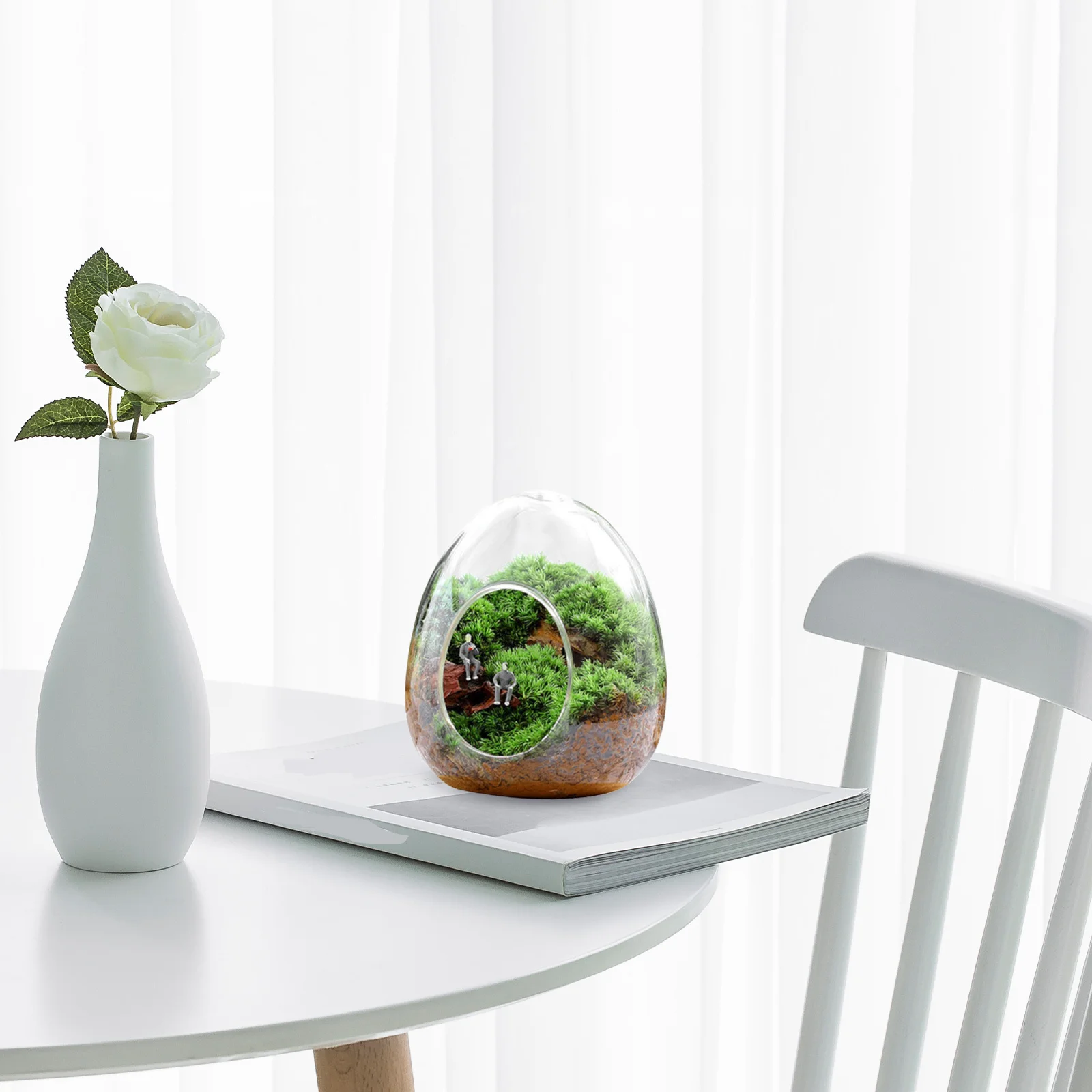 

Glass Terrarium Micro Landscape Bottle Moss Ecological DIY Container Elegant Transparent Plant Propagation Station for Indoor