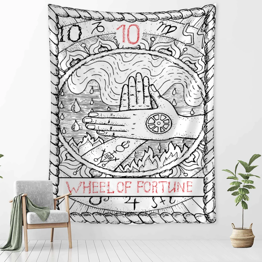 WHEEL OF FORTUNE Tarot Printed Tapestry Simple Style Decorative Tapestry Wall Hanging Art Wall