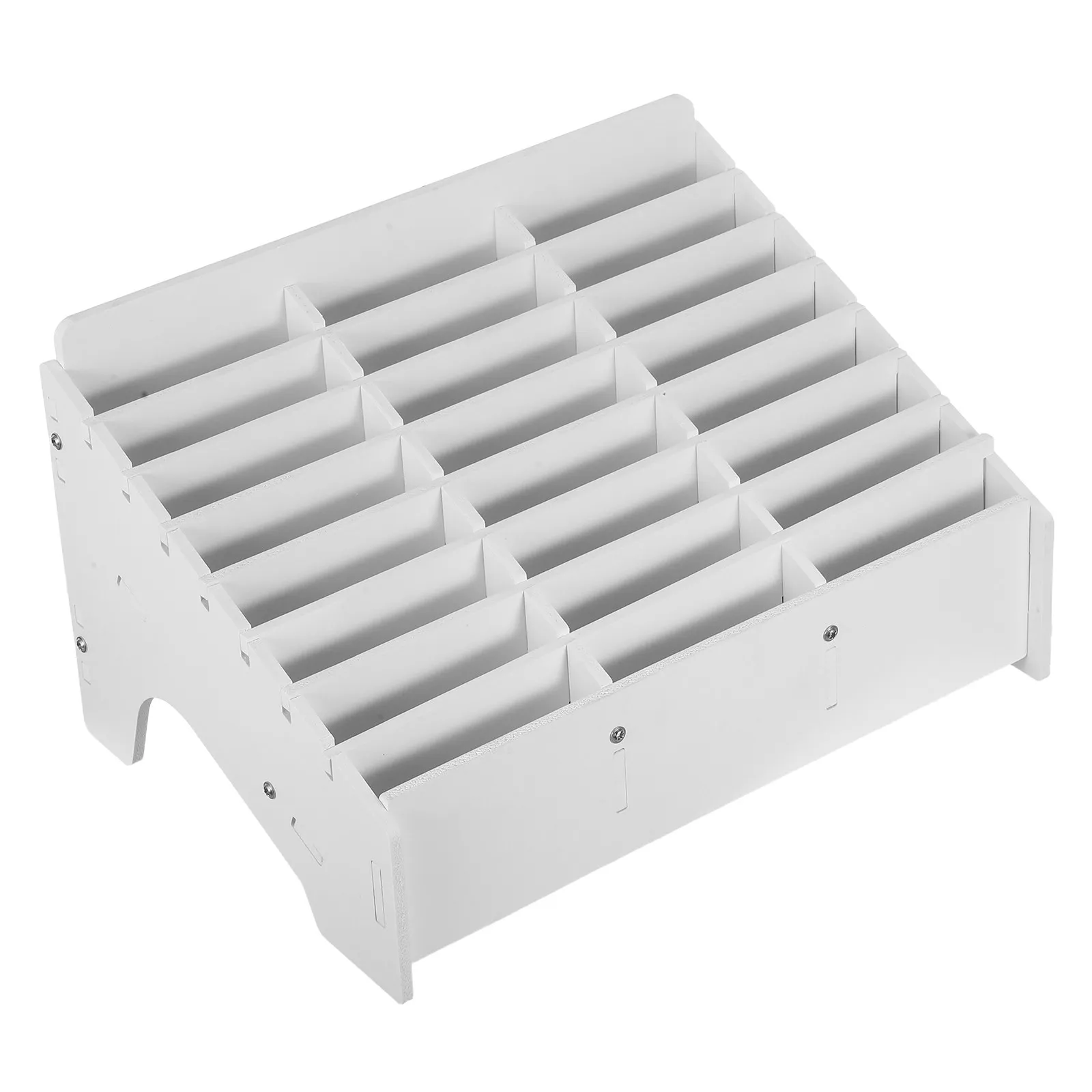 Boîte de rangement de bureau à 24 emplacements pour téléphones portables, organisateur de téléphone pour salle de classe, support en bois rustique pour smartphones, calculatrices, stylos