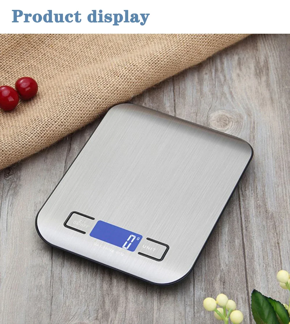 

Kitchen Scale Stainless Steel Weighing For Food Diet Postal Balance Measuring LCD Precision Electronic Scales Meauring cups