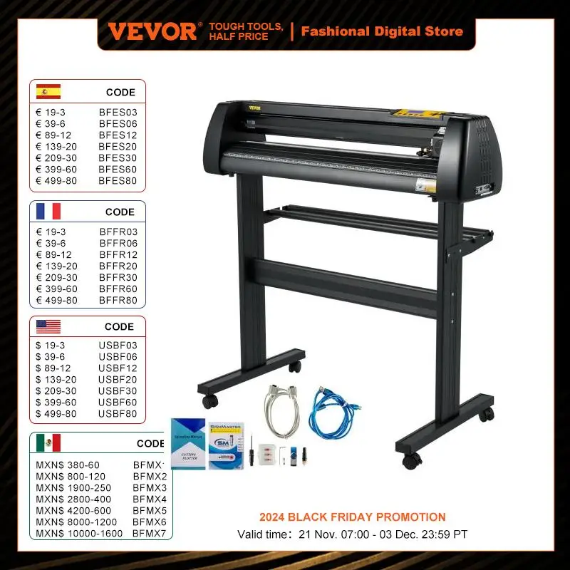 VEVOR 34Inch Vinyl Cutter Plotter 780mm Cutting Width Sign Printer Machine Label Maker LCD Display Signmaster Software