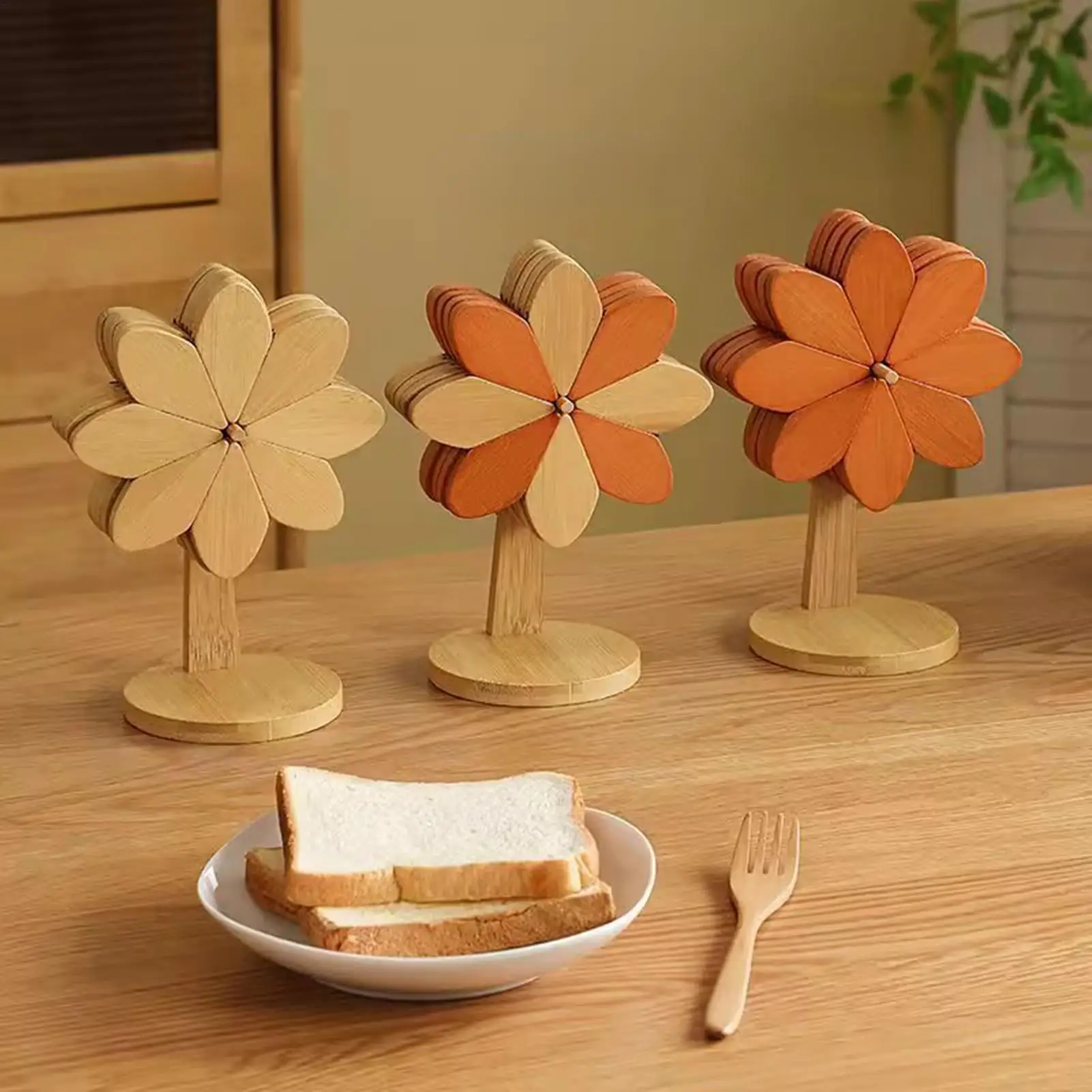Trivet Set Windmill Non-Slip Pads Windmill Wooden Hot Pads For Kitchen For Kitchen Home Decor Table Desk Counter Bar Farmhouse