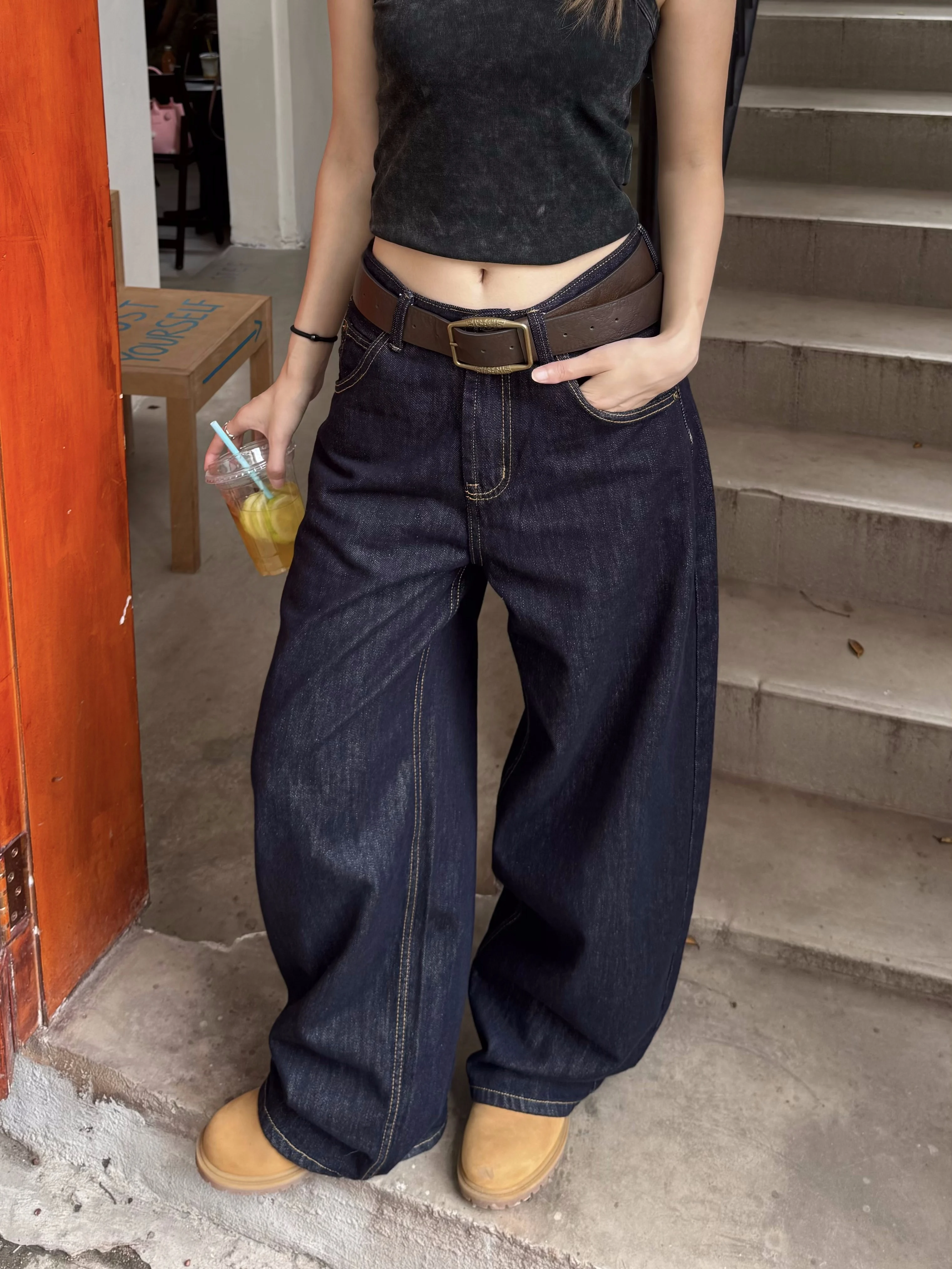 American High Street Retro Knife Wide Leg Soft Jeans Men Women Floor Length Cleanfit Loose Casual Long Trousers Trendy