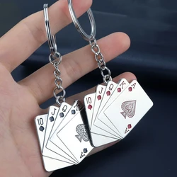 Fashion 2 Colors Personality Poker Keychain Metal Simple Keyring Geometry Stainless Steel Key Chain Backpack Creative Gifts