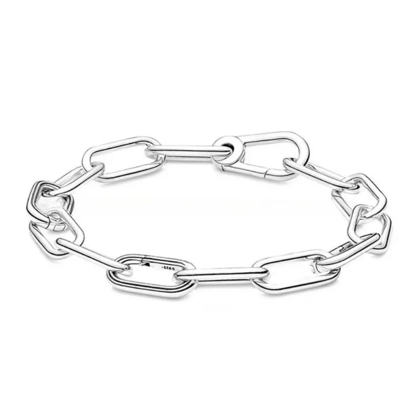 

Классический браслет из стерлингового серебра 925 пробы с розами, сердечками, звездами и замочками, модный базовый браслет для самостоятельного украшения, стильный.