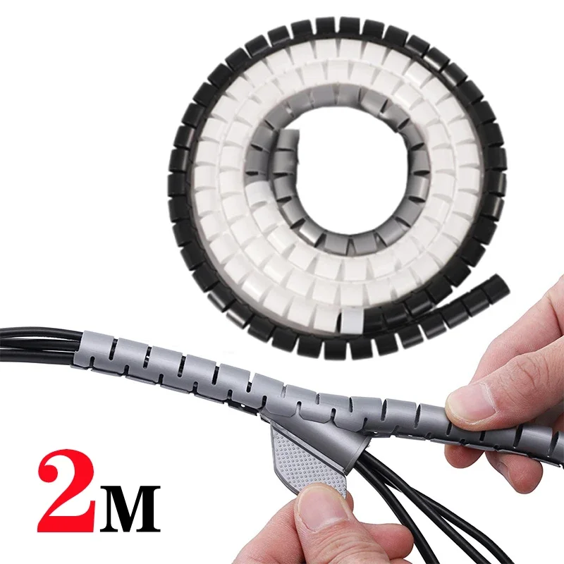 2 Meter 8/10/28mm Line Flexible Spiral Cable Organizer Storage Pipe Cord Protector Sleeve Management Desk PC Data Cable Tube