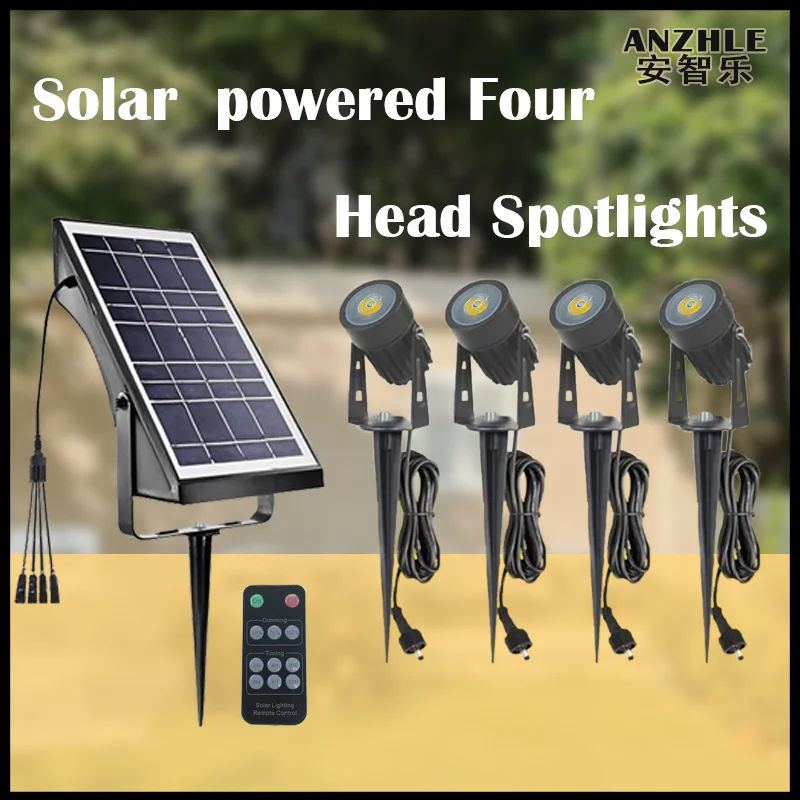 

Solar Powered Outdoor Waterproof Spotlights with a One to Four Connection Design Lawn Ground Inserted LED Lights