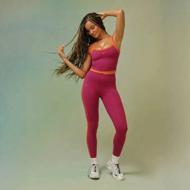 Color-Block High Waist Yoga Set Women's Outdoor Running