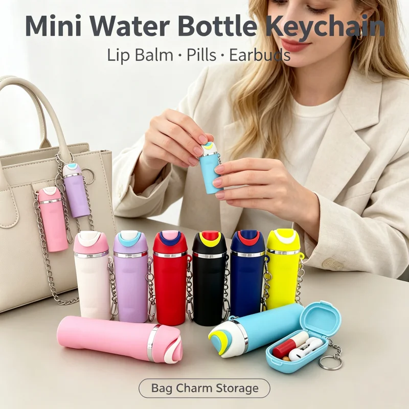 Cute Mini Cup Keychain Compatible with Owala Water Bottle, Tumbler Cup Lip Balm Holder Keychain