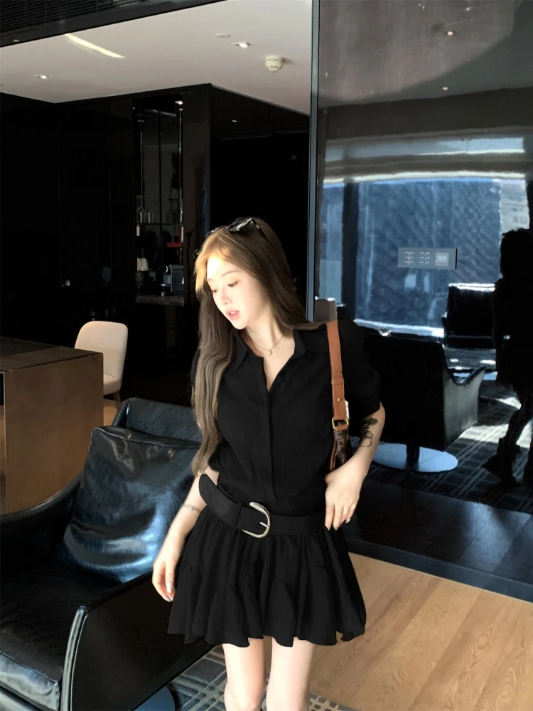 Ele Slim Fit irt Dr Donna Ort Sve Gonna a pieghe Vita alta Coreano Sle Pendolarismo Estate Autunno Nuovo arrivo