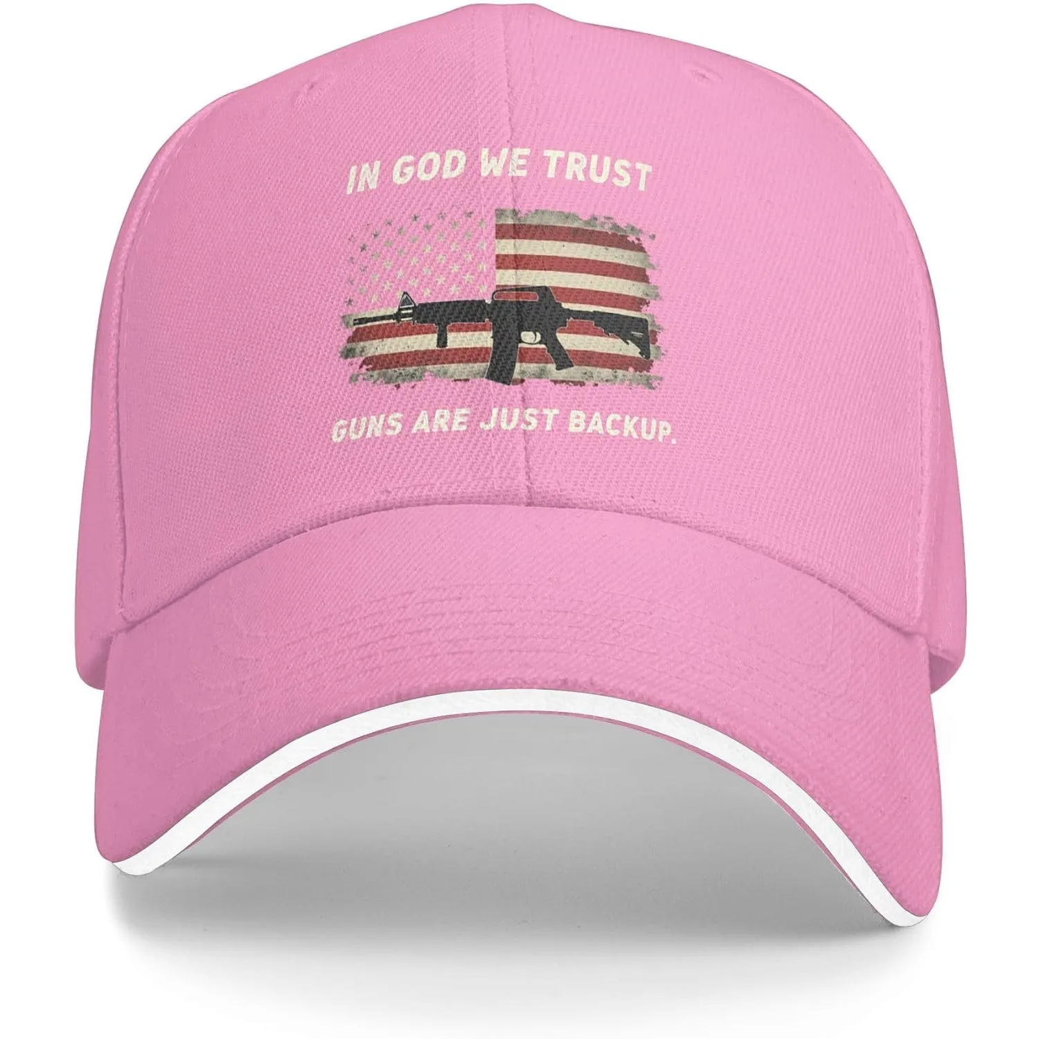 In God We Trust AR-15 Gun American Flag Baseball Cap Polyester Sun Protection Adult Casual