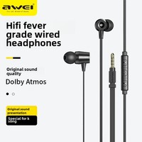 Awei L1 In-Ear Stereo Metal Wired Running Sports Earphones Deep Bass Earplugs For Mobile Phones Comfortable Wearing Experience