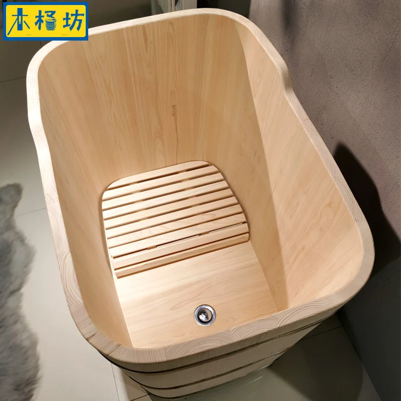 Japanese bath bucket, bathtub, juniper wood unpainted adult bath