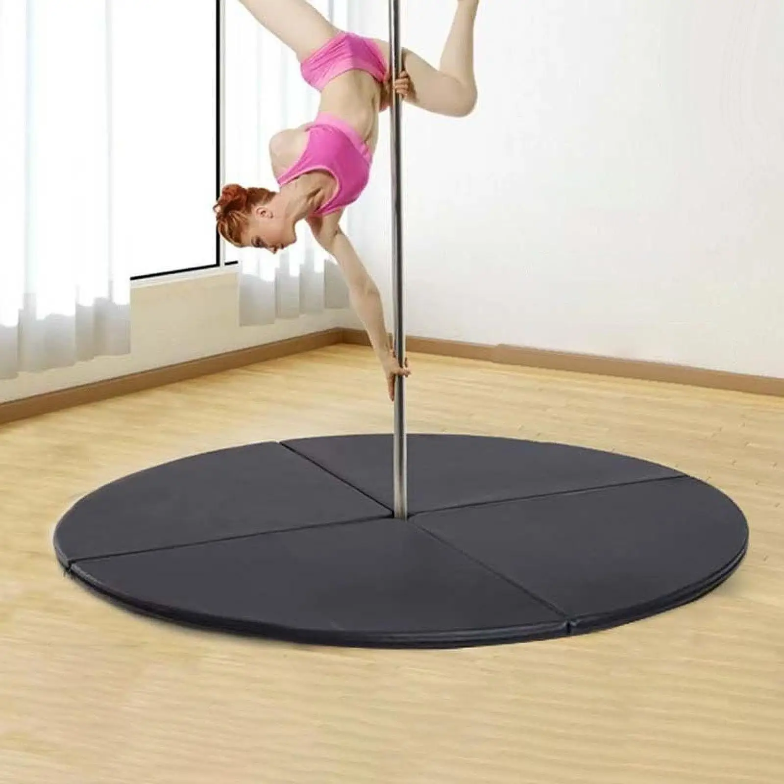 

Folding Pole Dance Mat Lightweight Round Yoga Mat for Studio Fitness Outdoor