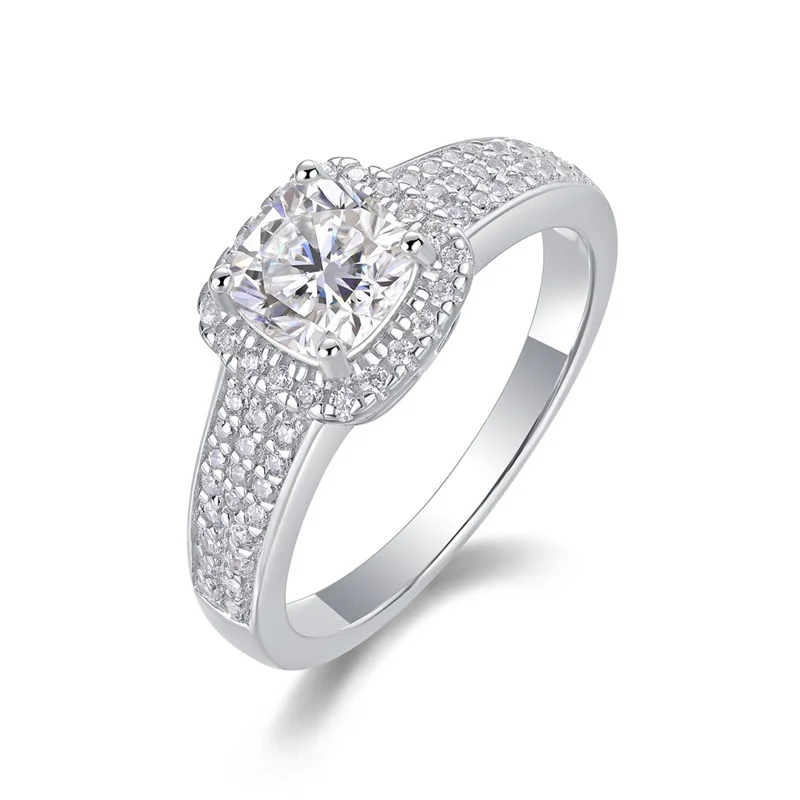 

ZFSILVER модные серебряные s925 классические белые муассанитовые модные простые квадратные кольца женские подвески ювелирные изделия для свадебной вечеринки подарки R13074