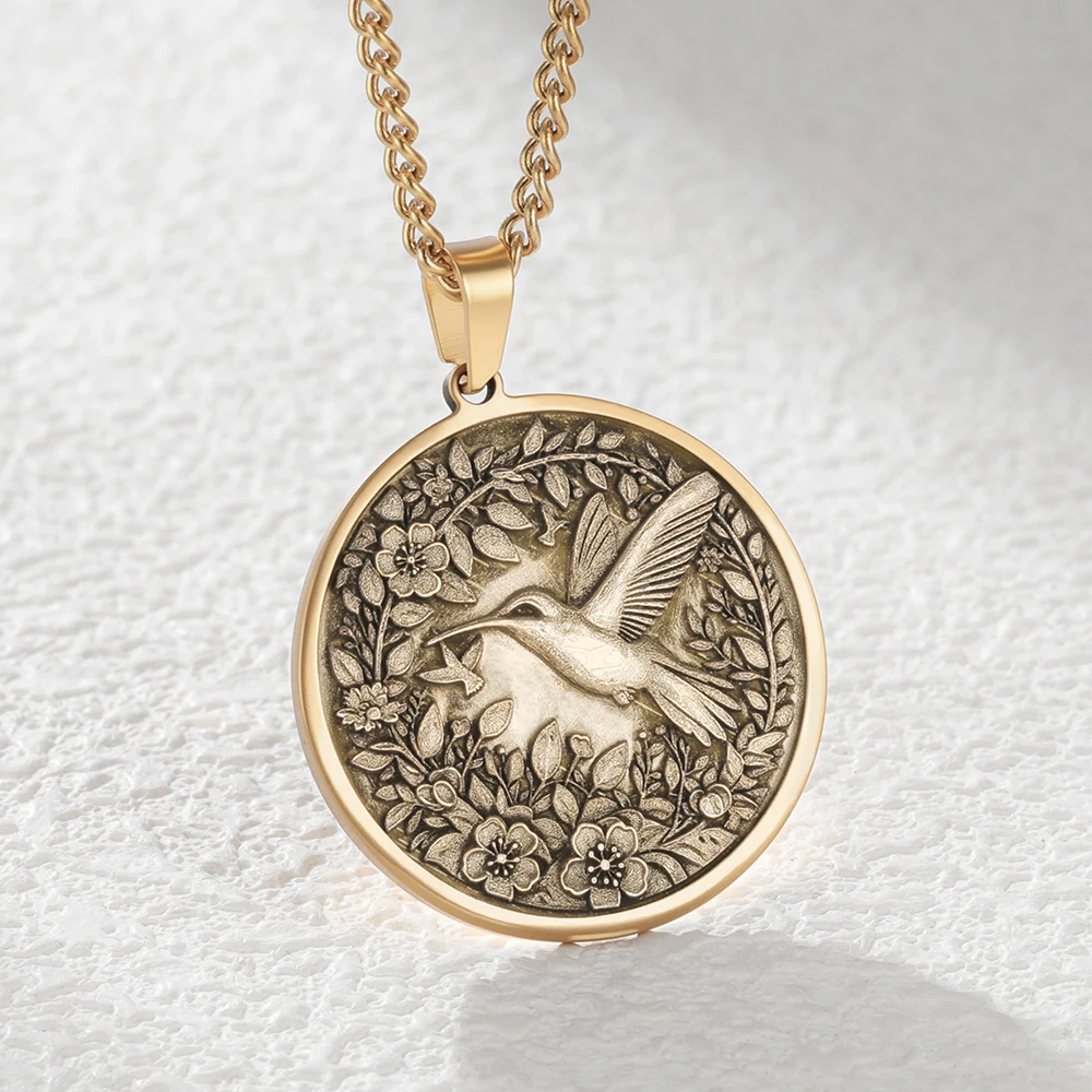 Customized Relief Carved Pendant Necklace Metal Brass Embossed Necklace Personalized Photo Custom Jewelry