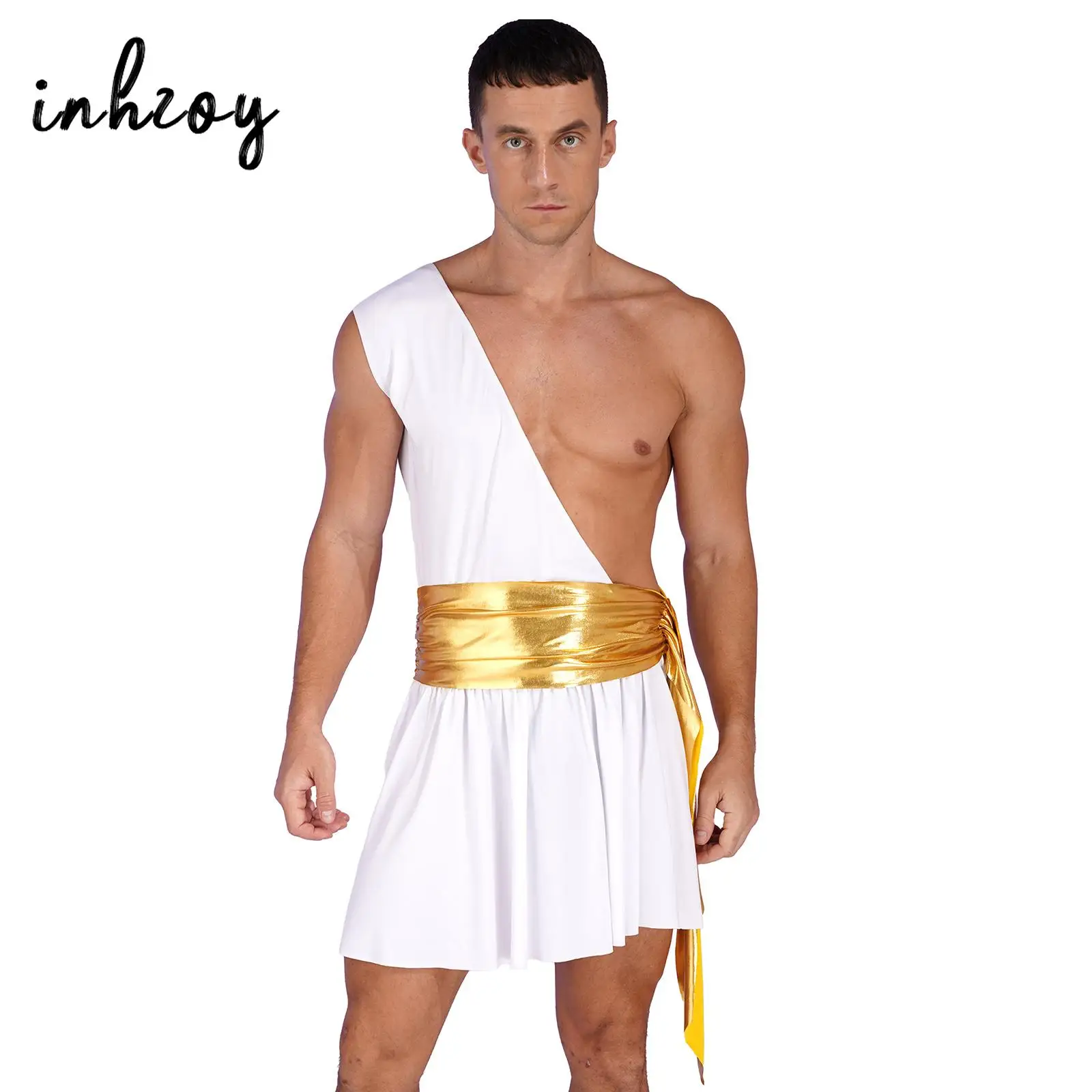 

Men's Gladiator Costume Ancient Roman Greek Warrior Cosplay Costumes Halloween Dress Up Medieval Knight Armor Soldier Skirt