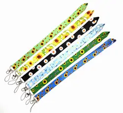 Cartoon chrysanthemum sunflower Key Lanyard ID Badge Holders Animal Phone Neck Straps with Keyring Phone Accessories D061