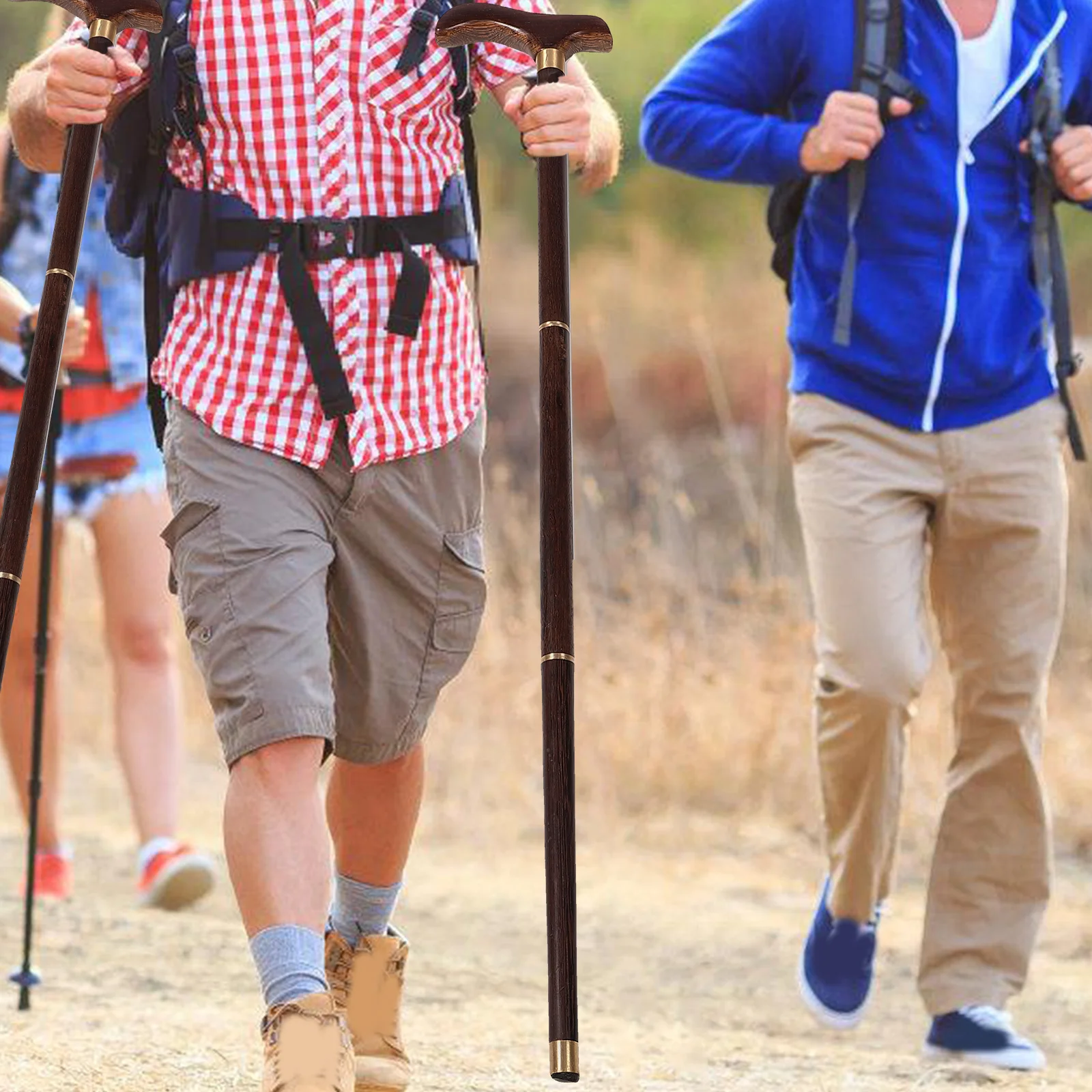 

Wooden Walking Cane Ergonomic Grip Durable Chicken Wing Wood Anti-Slip Adjustable Detachable Stick for Hiking Mountaineering