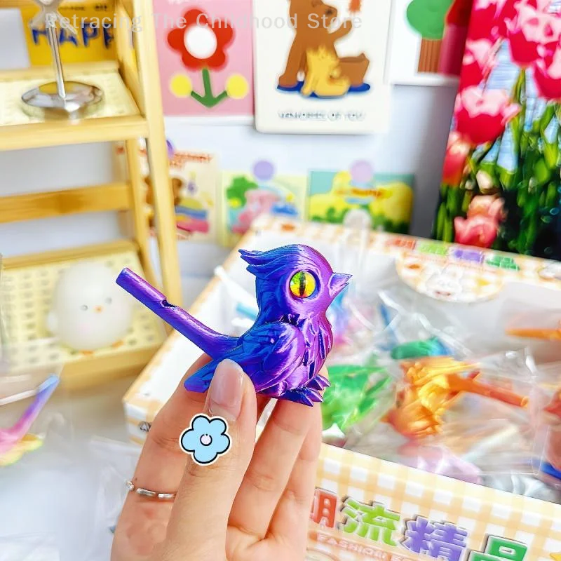 2 pçs 3d impresso pássaro apito musical injeção de água instrumento decorativo apito ornamentos para casa desktop (cor aleatória)