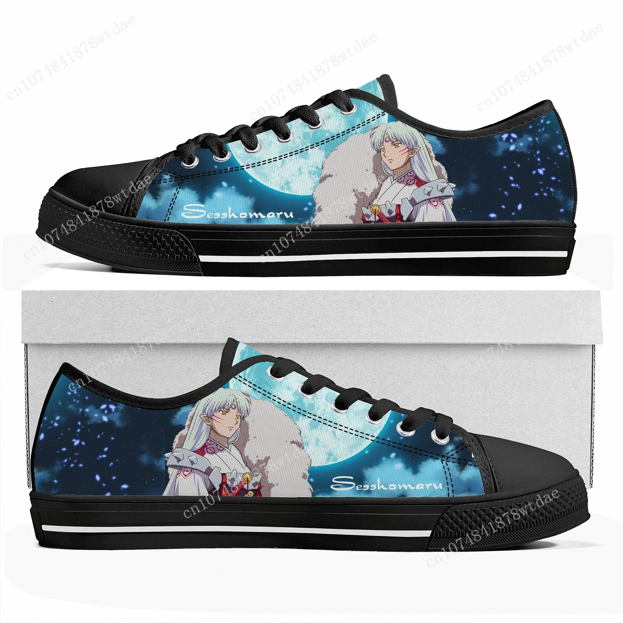 Sesshoumaru Low Top Sneakers Womens Mens Teenager Inuyasha High Quality Canvas Sneaker Casual Anime Cartoon Customize Shoes