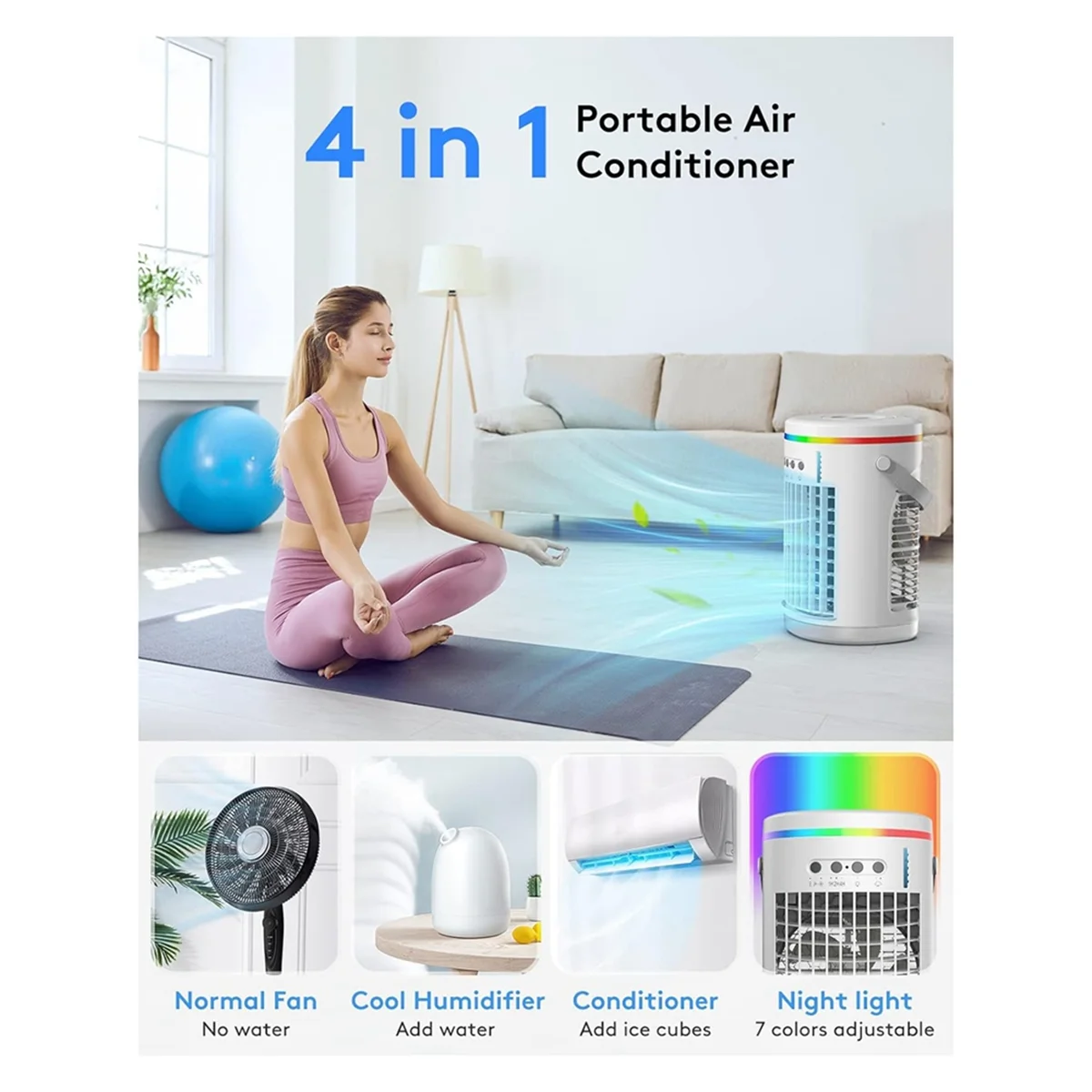 

Portable Air Conditioners with Remote,Evaporative Mini Air Conditioner Portable AC Unit,Lights Personal Air Conditioner