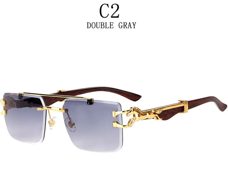 Holzmaserung Sonnenbrille Damen Trendy 2024 Randlose Sonnenbrille Herren Vintage Designer Mode-Brillen Lentes De Sol Mujer Zonnebril – Detail 17