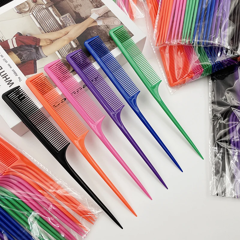 

6/12/24/36Pcs Colorful Fine Tooth Plastic Hair Parting Comb Minimalist Design for Dry Wet Hair