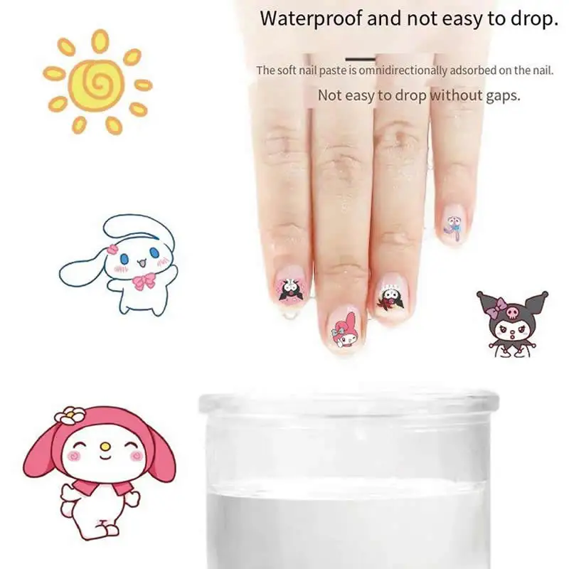 5pcs/set Cartoon Hello Kitty 3D Nail Stickers Fun Sanrio Melody Kuromi Nail Art Press on Nails Decoration Anime Nail Art Decals