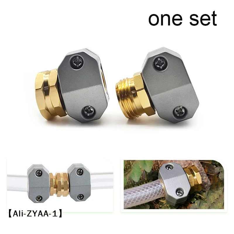 【A】Zinc Aluminum 5/8-3/4 Inch Garden Hose Connector Water Pipe Repairer Male Female Connector Set With Sealing Rings