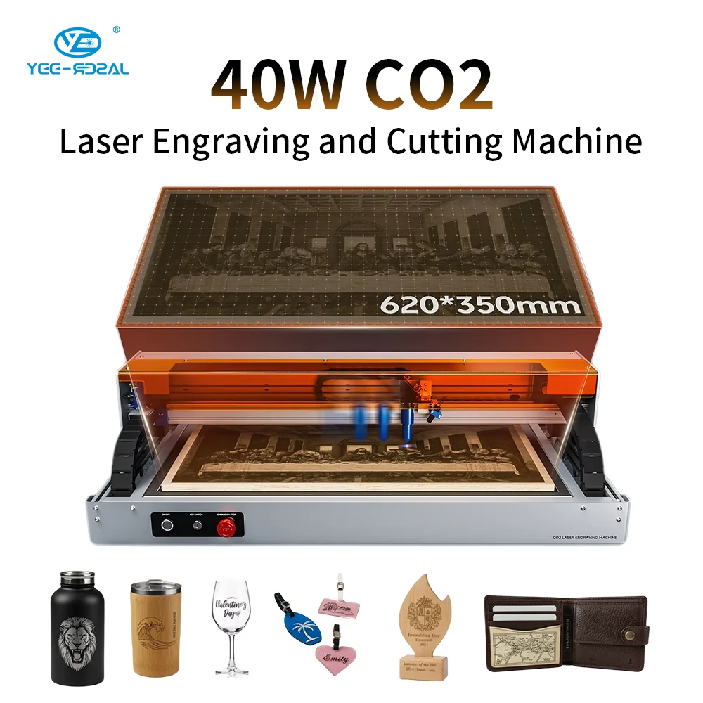 Yee  C1 40W CO2   Cutting Machine CNC Wood Machine Automatic High-Accuracy Bench-Top  Acrylic Glass Paper Wood