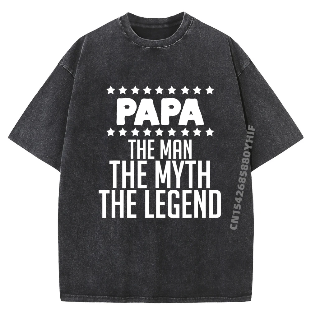 

Mens Graphic Tees Mens The Man The Myth The Legend Papa Father Day Men Clothing Printed T-Shirt Vintage Washed Shirt