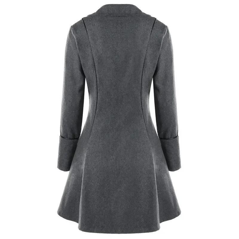 Abito medievale da donna Steampunk Pirata Costumi Cosplay Lace Trim Giacca monopetto Cappotto Abbigliamento gotico vittoriano cm;5