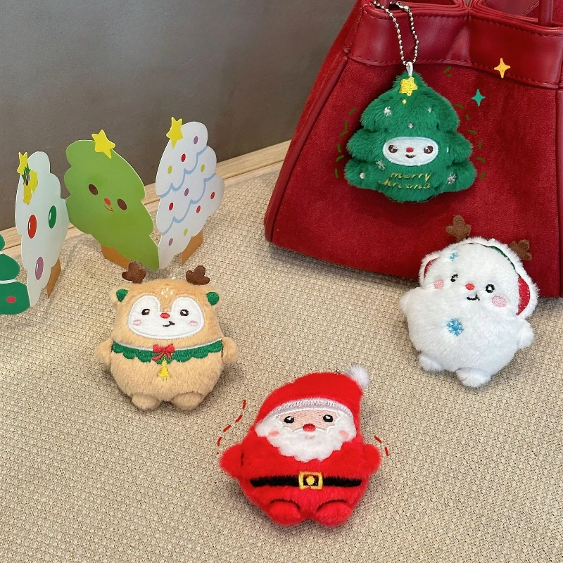 Porte-clés pendentif en peluche du père noël, breloque pour sac à dos Kawaii, décoration de poupée, cadeaux d'arbre de noël, ornement amusant
